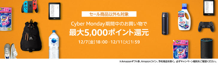 サイバーマンデー ポイントアップキャンペーン
